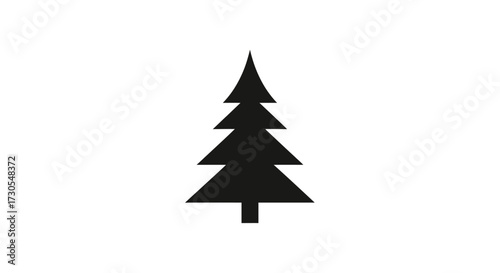 Simple black silhouette of a coniferous tree, isolated on a white background.