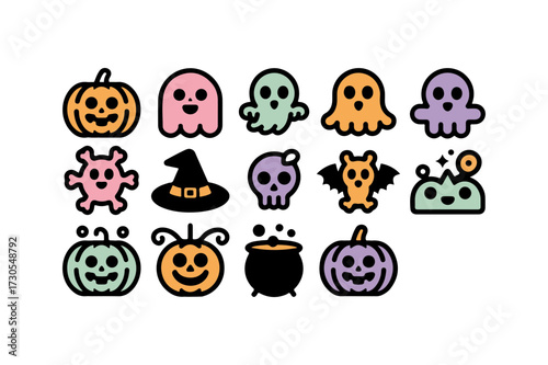 set of halloween pumpkins