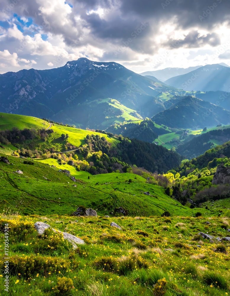 Naklejka premium Mountain valley landscape (2)