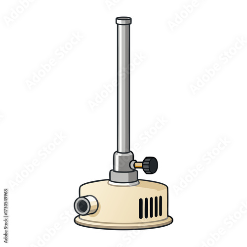 Bunsen burner illustration, flat design, natural colors, science and experiment concept 