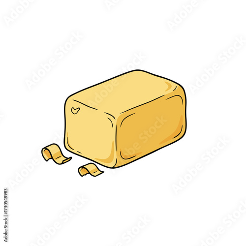 Butter illustration, flat design, natural colors, food and cooking concept