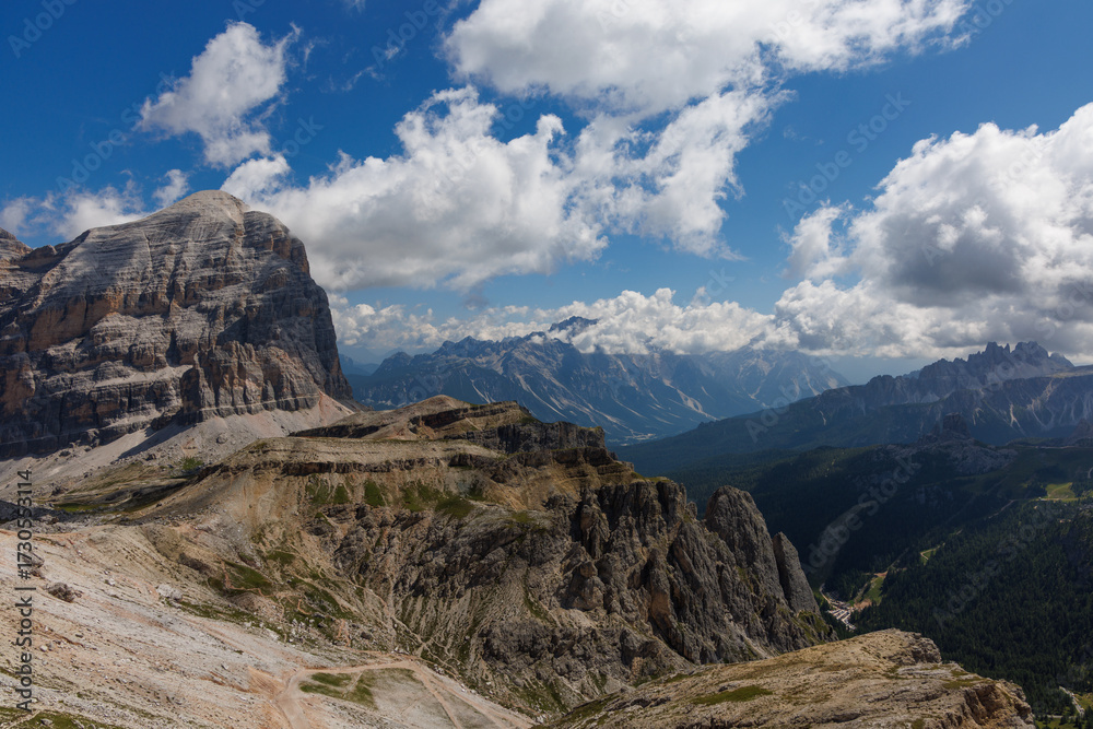 Fototapeta premium Hiking at Passo Falzarego - Cortina d'Ampezzo - Italy