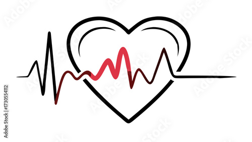 Heartbeat pulse line within heart shape displays vibrant health and vitality, perfect for medical, wellness, or love themed designs with modern appeal