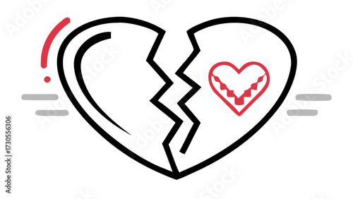 Heartbreak icon symbolizing emotional pain and relationship distress with abstract visual elements