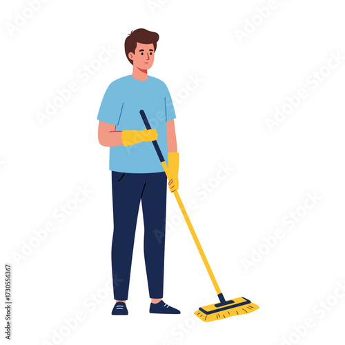 Man holding a duster for cleaning