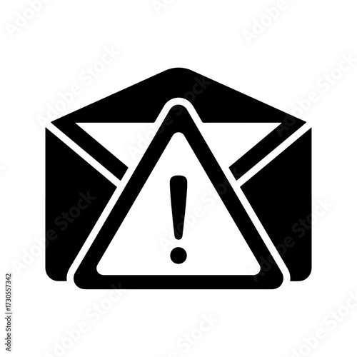 Phishing Email with Warning Triangle Icon Minimalist Black Vector
