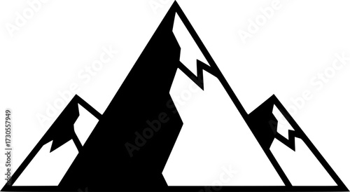 mountain icon, minimalist, black and white, graphic design, simple, line art, vector illustration