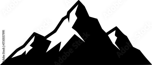 mountain icon, minimalist, black and white, graphic design, simple, line art, vector illustration