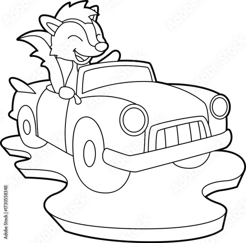 Skunk Car Animal Vector Graphic Art Illustration