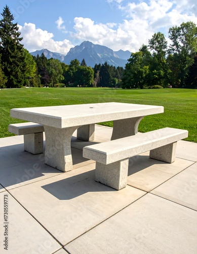 Outdoor picnic table in park