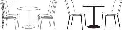 Outdoor cafe tables and chairs silhouette