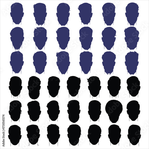 Male hairstyles silhouettes heads
