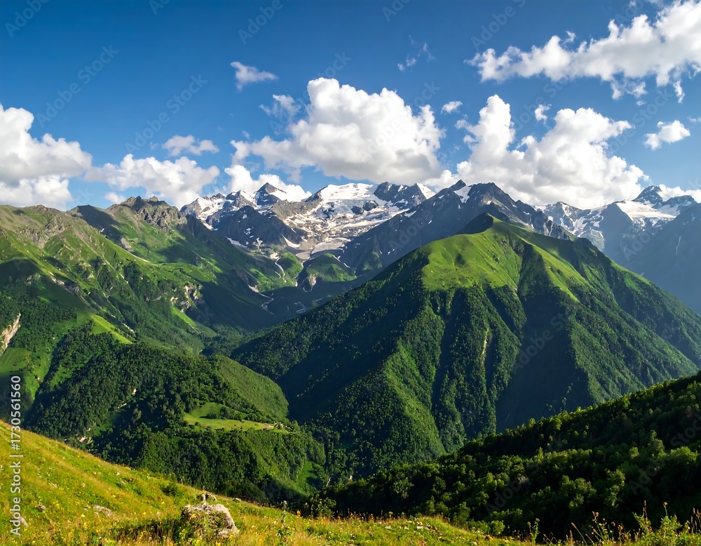 Fototapeta premium Mountain range with lush greenery