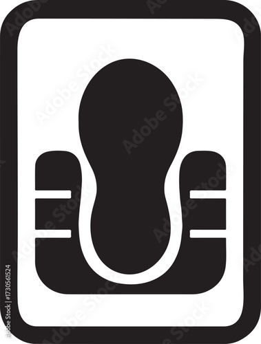 Minimal squat toilet silhouette vector icon, simple sanitary bathroom design graphic.