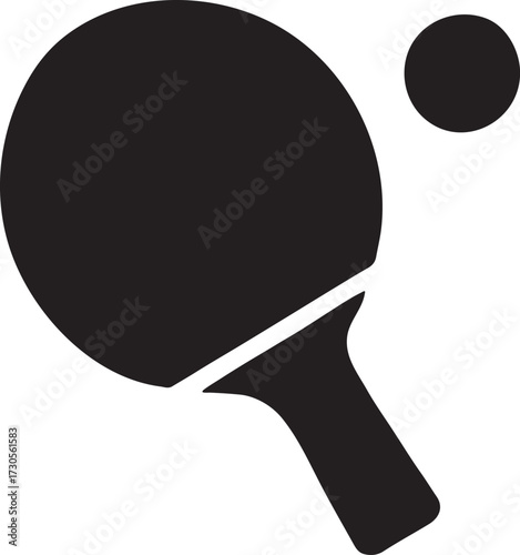 Ping pong paddle silhouette icon, table tennis equipment vector design for sport game.