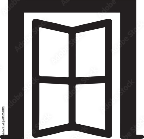 Revolving door silhouette icon, modern building entrance vector design for architecture.