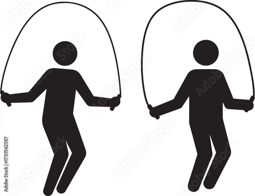 Two people jumping rope silhouette