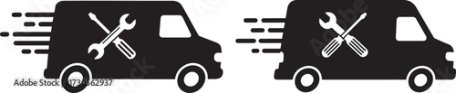 Two service vans with tools silhouette