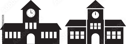 Two clock tower buildings silhouette