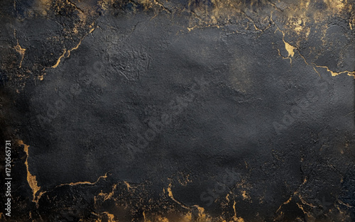 Black and golden texture dark slate background. Stone concrete surface.