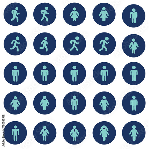 Running man woman standing figures vector