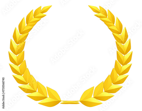 Golden Laurel Wreath on Transparent Background Symbolizing Victory, Achievement, and  
