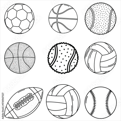 Sports balls collection soccer basketball