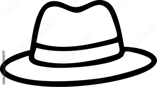 Classic Fedora Hat Outline Illustration.