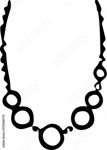 Doodle Style Beaded Necklace Illustration.