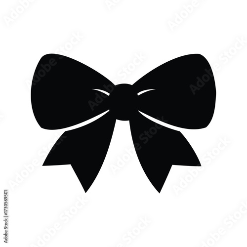 Elegant black silhouette of a decorative bow, perfectly isolated on white, bow icon silhouette vector illustration