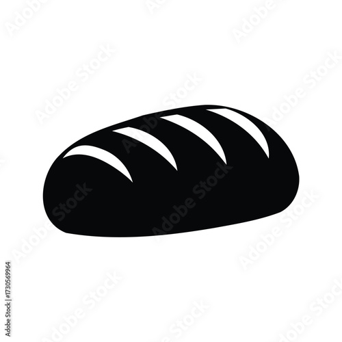 Artistic Depiction of a Loaf of Bread with Crusty Sliced Top, bread loaf silhouette vector illustration