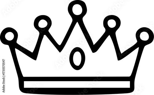 Simple Black and White Crown Icon.