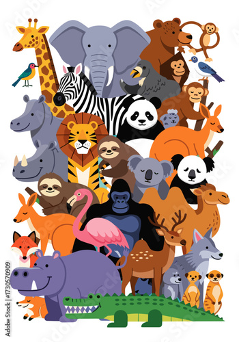 wild animals group, jungle animals, safari animals, zoo animals, animal collection, exotic animals, woodland animals, animal friends, world animals, cute animals, animal kingdom, diverse animals, anim