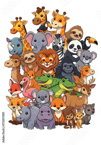 wild animals group, jungle animals, safari animals, zoo animals, animal collection, exotic animals, woodland animals, animal friends, world animals, cute animals, animal kingdom, diverse animals, anim