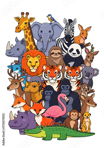 wild animals group, jungle animals, safari animals, zoo animals, animal collection, exotic animals, woodland animals, animal friends, world animals, cute animals, animal kingdom, diverse animals, anim