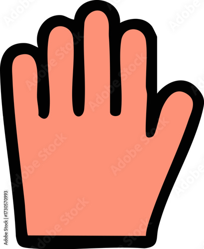 Simple Cartoon Hand Icon for Stop or Greeting.