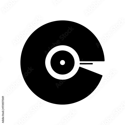 Abstract Geometric Black Circle Segment with Inner Rings and Line