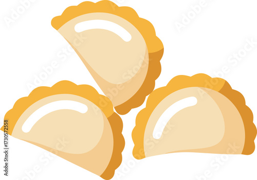 Traditional Polish pierogi dumplings in crescent shape, featuring soft dough and golden edges, perfect for showcasing classic comfort food