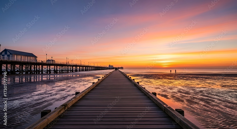 Obraz premium Sunrise Pier at Low Tide.
