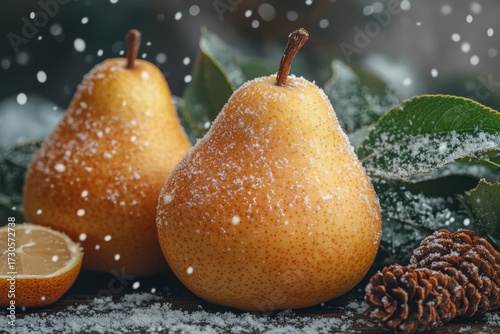 snow-covered pears.