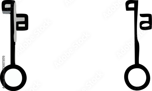 Two Stylized Keys with Abstract Shapes.