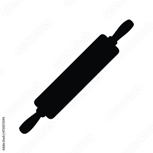 Rolling pin silhouette, a classic kitchen tool for baking and pastry making, rolling pin silhouette vector illustration