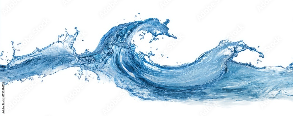 Obraz premium Water splash, dynamic blue wave against white background