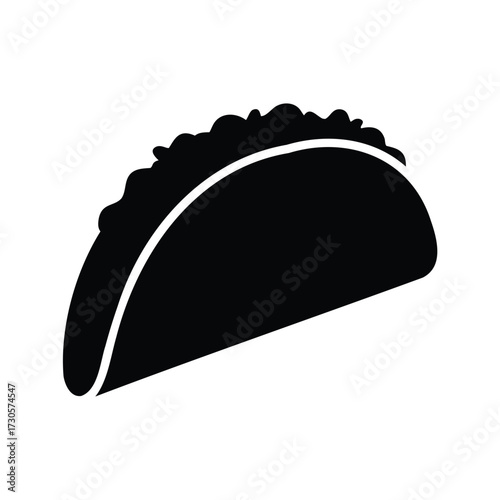 A tasty looking taco illustration with fillings ready to be eaten now, taco with fillings silhouette vector illustration