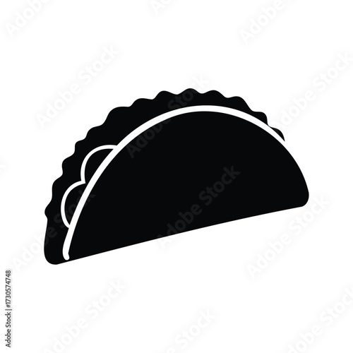 Simple graphic representation of an empanada with detailed crimped edges, taco with salsa silhouette vector illustration