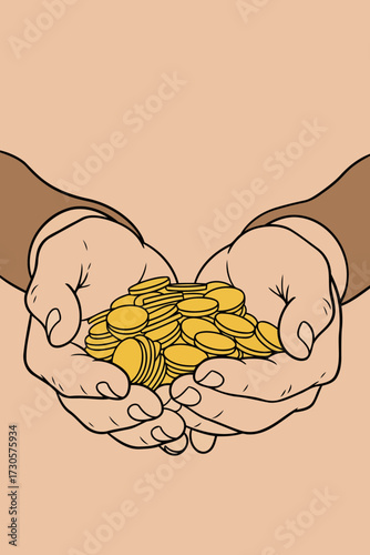 hand holding a gold coin