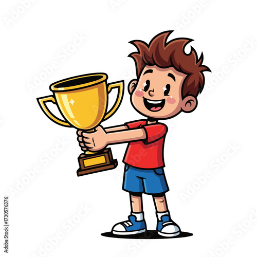 Boy Holding Trophy