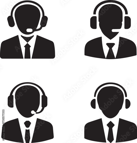 Vector art of customer service representative icon set for design