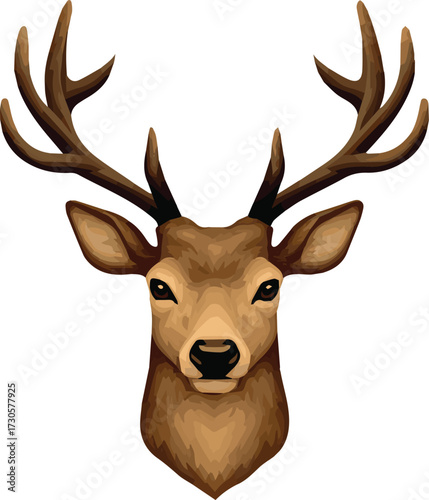 Vector art of realistic deer head, detailed illustration of wild animal