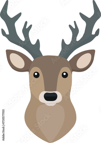 Vector art of deer head, minimalist vector illustration of animal face